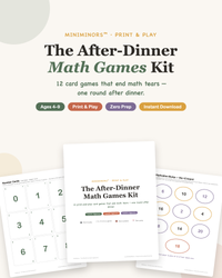 MiniMinors After-Dinner Math Games Kit — 12 printable card games for ages 4 to 9