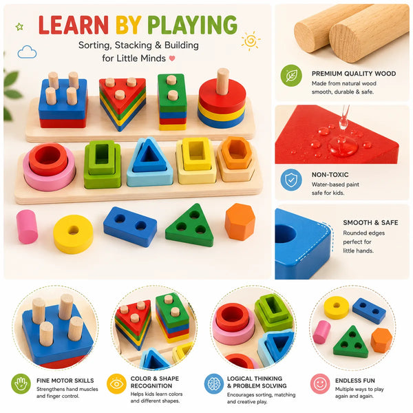 MiniMinors Wooden Sorting Tower - 6