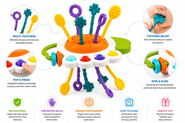 MiniMinors Silicone Teething Rattle - 6