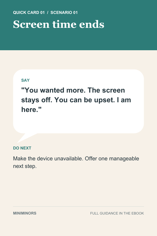 Printable quick card: Screen time ends